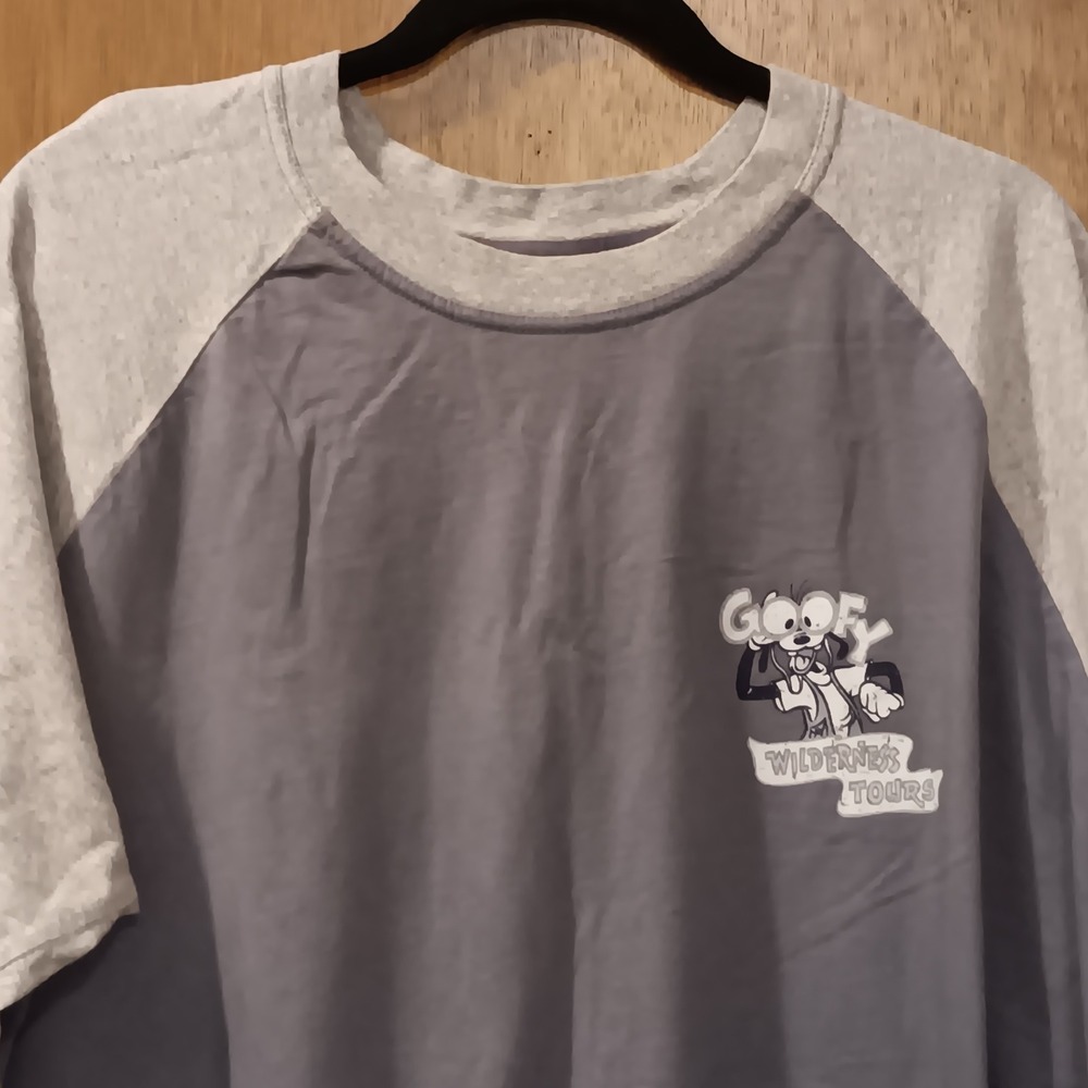 Disney Store Goofy Wilderness Tours Gray Raglan Long Sleeve‎ T-Shirt XXL